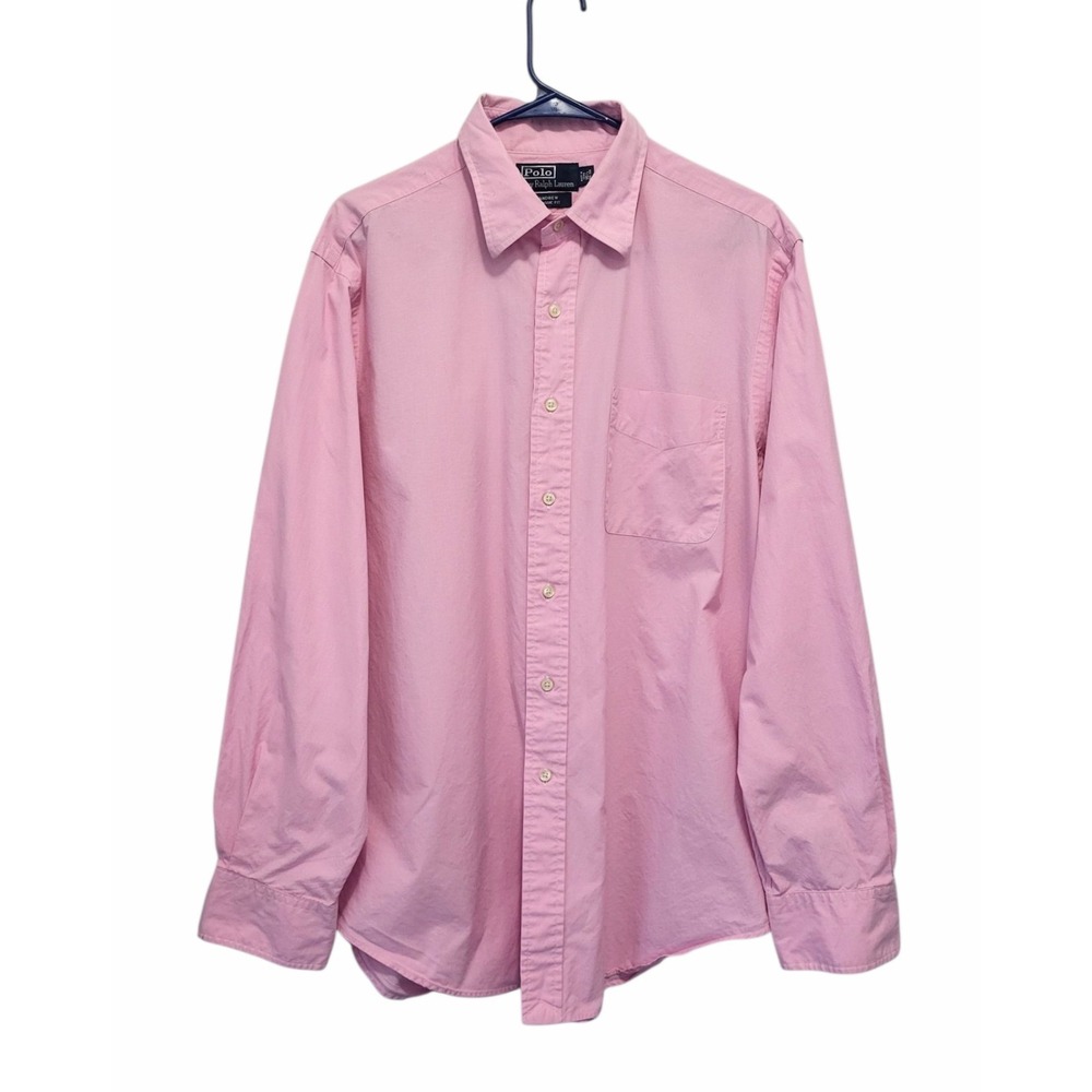 Polo Ralph Lauren Shirt Mens 16.5 34/35 Pink Gingham Button Andrew Preppy Man
